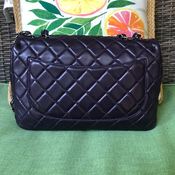 SOLD**Chanel Classic Jumbo Dark Purple Flap Bag - Picture 7 of 15